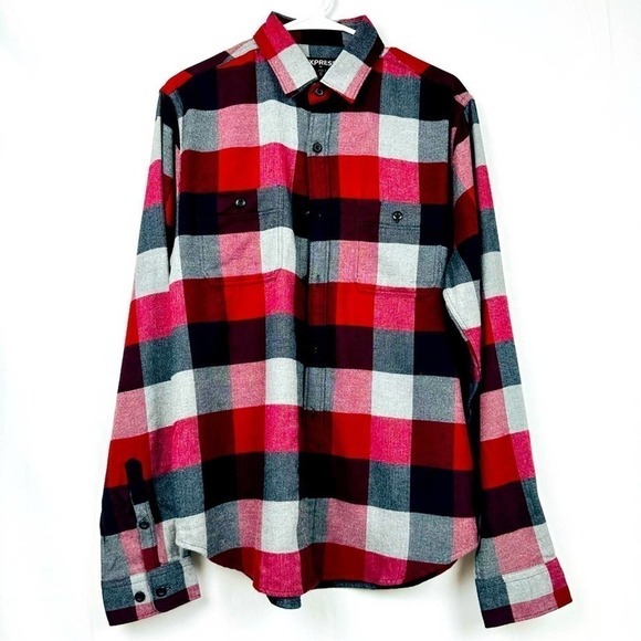 Express Men's Button Down Long Sleeve Plaid Shirt - Size Medium - Picture 1 of 7